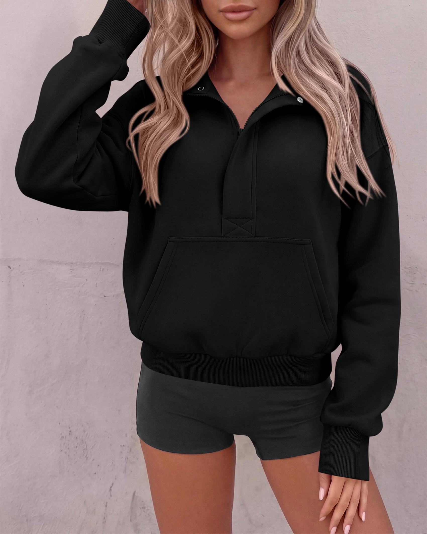 PRETTYGARDEN Womens Long Sleeve Quarter Zip Crop Sweatshirts | Mock Neck FLeece Sweatshirt, Button up Henley Neck Pullover, Relaxed Fit Cropped Tops, Casual Lounge Wear, Fall Outfits 2026