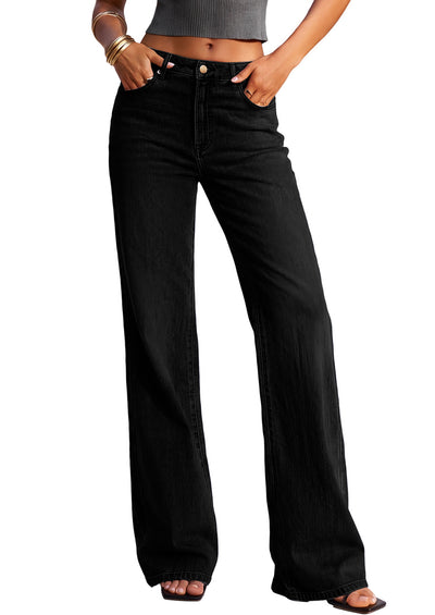 PRETTYGARDEN Women's Wide Leg Jeans High Waisted Denim Pants | Stretchy Flare Jeans, Comfy Soft, Basic-5-Pocket, Trendy Bottoms, Casual Office Wear, Going Out Outfits, Fashion Clothing