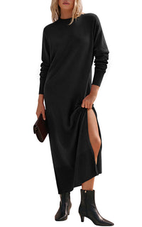 PRETTYGARDEN Womens Long Sleeve Soft Loose Fitting Fall Sweater Dress 2026 Side Slit, Lightweight, Knit Maxi Dresses, Vacation Long Dress, Elegant Business Casual Work, Teacher Outfits
