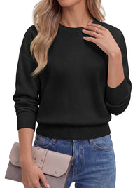PRETTYGARDEN Womens Crewneck Long Sleeve Fall Sweaters  | Cinched Waist, Loose Fit, Knit Pullover Tops, Ribbed Hem, Basic Work Sweaters, Trendy Fall Outfits, Winter Layering Clothing