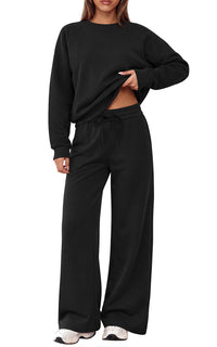 PRETTYGARDEN 2 Piece Lounge Sets Fall Matching Sweatsuits Women Clothing | Loose Crewneck Sweatshirts & Wide Leg Pants Pockets, Casual Sweat Set, Airport Travel Vacation 0utfits, Fashion Tracksuits