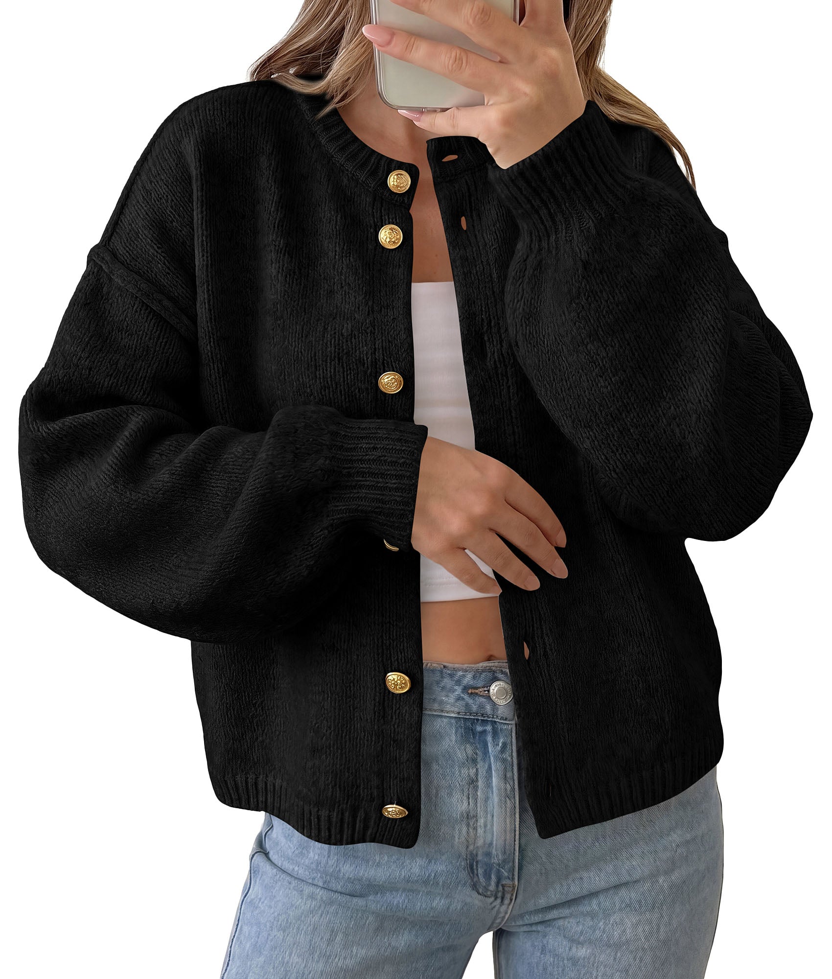 PRETTYGARDEN Women's Button up Chunky Knit Cardigan Sweaters | Crew Neck, Long Sleeve, Oversized Sweaters, Relaxed Fit, Soft Cozy Casual Outerwear, Fall Outfits, Winter Fashion Clothing