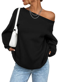 PRETTYGARDEN Womens Off The Shoulder Sweatshirt Loose Fit | Slouchy Long Sleeve Tops,Comfy Fleece Sweatshirts,Oversized Pullover,Casual Daily Street Y2K Outfits,Fall Winter Clothes