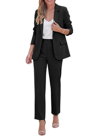 PRETTYGARDEN Two Piece Sets for Women Dressy Pant Suits | Lapel Blazer,Straight Leg Dress Pants,Professional Interview Suit Set,Business Casual Outfits,Office Work Clothes,Fall Winter