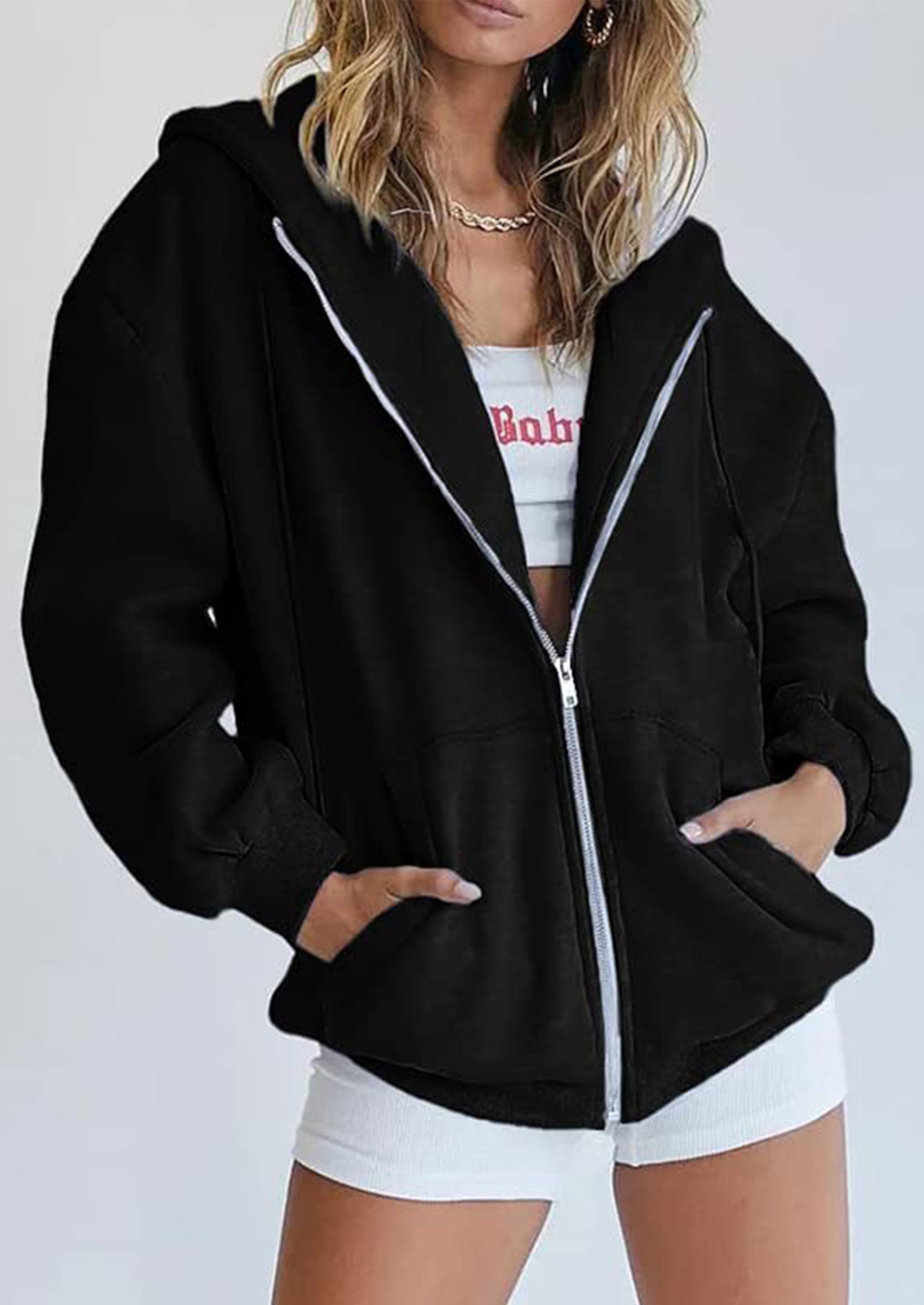 PRETTYGARDEN Women's Zip Up Y2K Hoodies Casual Long Sleeve Sweatshirts Fall Spring Track Jackets with Pockets