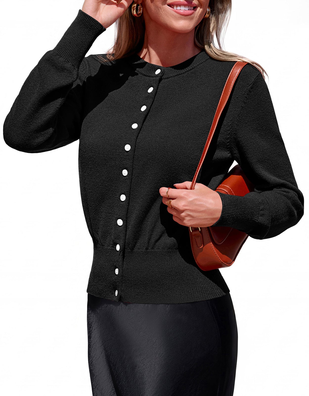 PRETTYGARDEN Womens Long Sleeve Basic Cardigan Dressy Casual 2026 Crewneck Knit Button Down Cozy Sweaters Fall Clothes