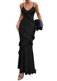 PRETTYGARDEN Women 2026 Wedding Guest Cocktail Maxi Dress Spaghetti Strap Sleeveless V Neck Bodycon Mesh Party Summer Outfits