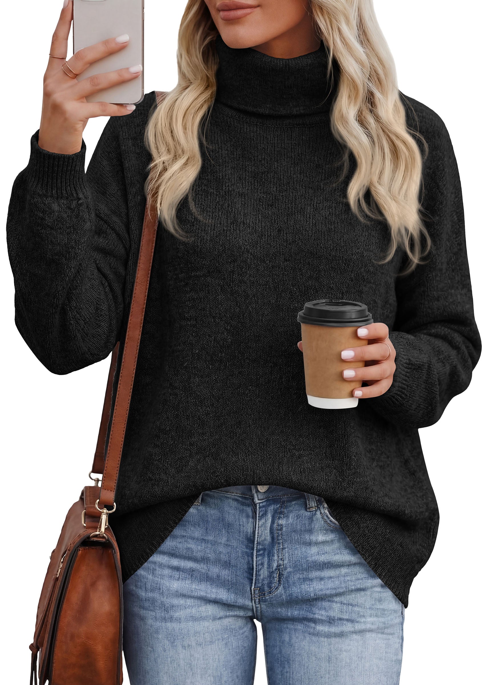 PRETTYGARDEN Women's Winter Turtleneck Sweaters Oversized Warm Pullover  Cozy Chunky Knit Sweater, Long Sleeve Tunic, Loose Fit Dressy Casual Tops, Trendy Fall Fashion Clothing, Holiday Outfits