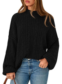 PRETTYGARDEN Womens Sweater 2026 Long Sleeve Crewneck Cable Knit Oversized Sweaters Pullover Exposed Seam Spring Outfits