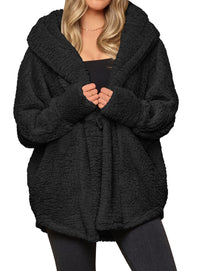 PRETTYGARDEN Women's Winter Warm Coats Hooded Faux Fur Sherpa Jacket  Fuzzy Fleece, Thumb Holes, Long Sleeve Pockets, Teddy Bear Jackets, Trendy Casual Fall Clothes, Holiday Going Out Outfits