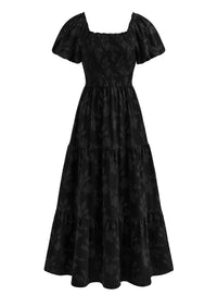 PRETTYGARDEN Women's 2026 Summer Boho Maxi Dresses Floral Short Sleeve Square Neck Smocked Flowy Long Dress Vacation Outfits PRETTYGARDEN