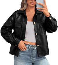 PRETTYGADEN Women's Faux Leather Jacket Fall Fashion Button Down Winter Coats Motorcycle Bomber Jackets Outerwear 2026