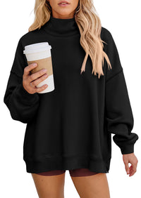 PRETTYGARDEN Womens Mock Neck Sweatshirt Oversized Pullover | Loose Fit,Side Pockets,Long Sleeve Drop Shoulder Tops,Casual Lounge Work Travel Airport Outfits,Fall Fashion Winter Clothes