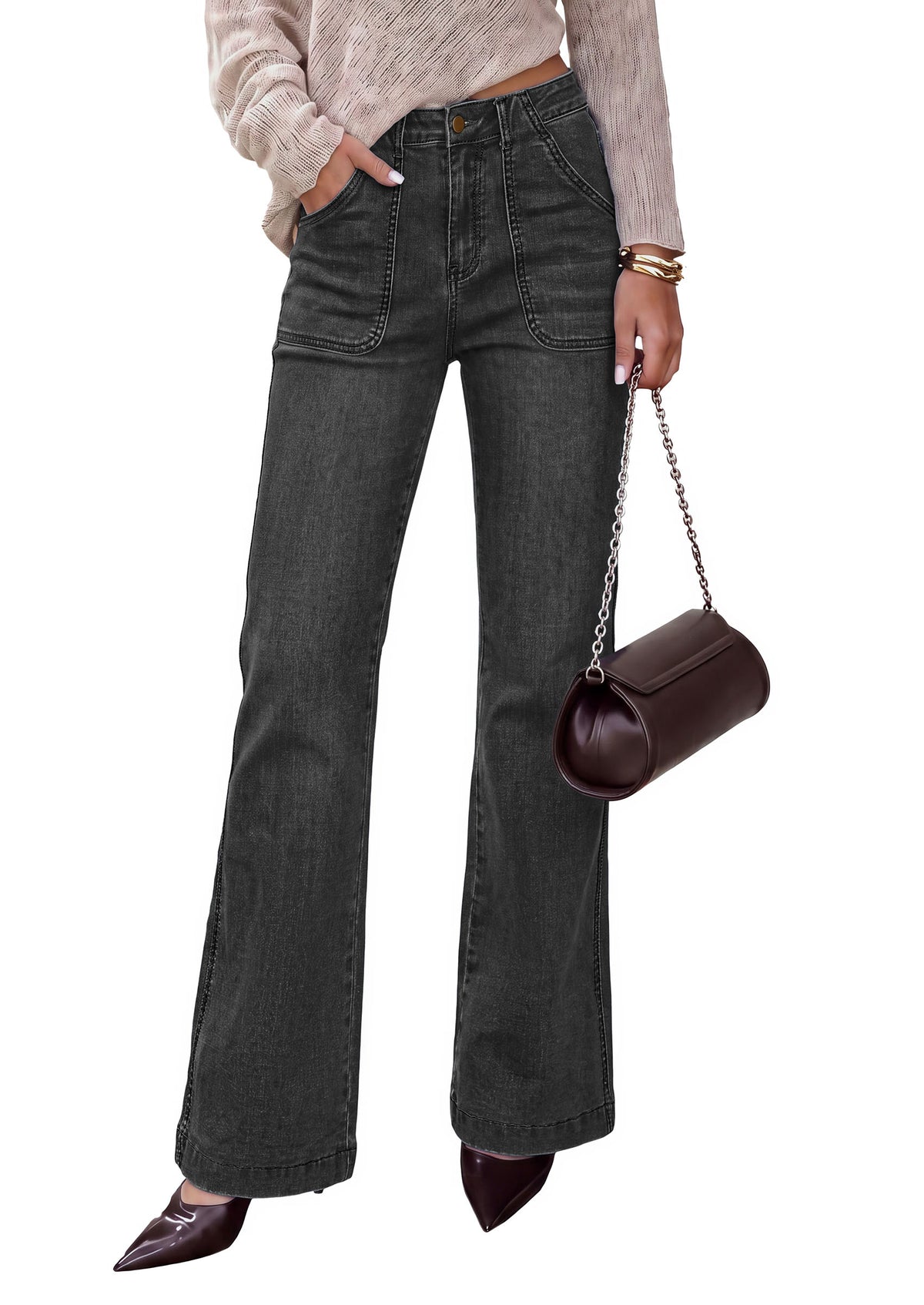 PRETTYGARDEN Womens High Waisted Wide Leg Jeans Demin Pants						  Practical Pockets,Loose Fit, Stretchy Straight Lightweight Baggy Jeans,Business Casual Work Outfits,2026 Fall Daily Wear