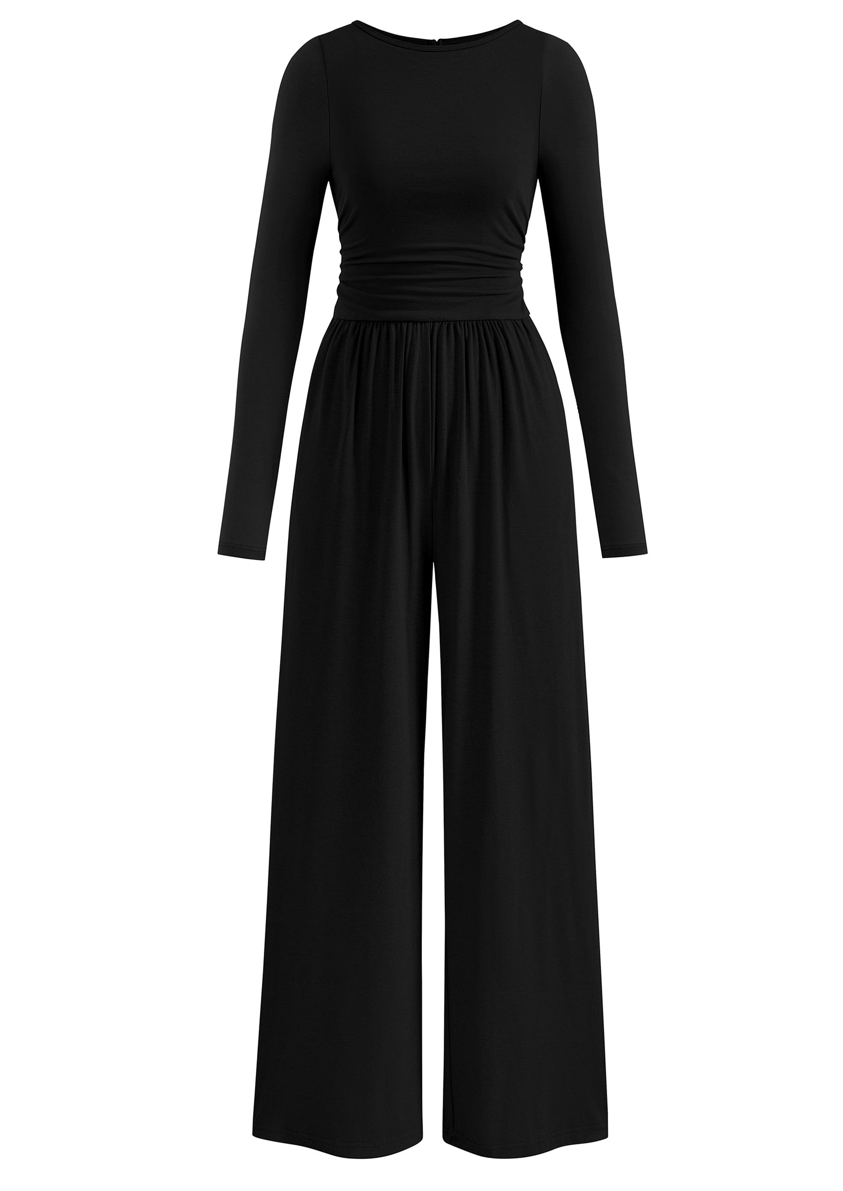 PRETTYGARDEN One Piece Jumpsuits for Women Dressy Casual Long Sleeve Crewneck Wide Leg Romper Overalls Spring Outfits 2026
