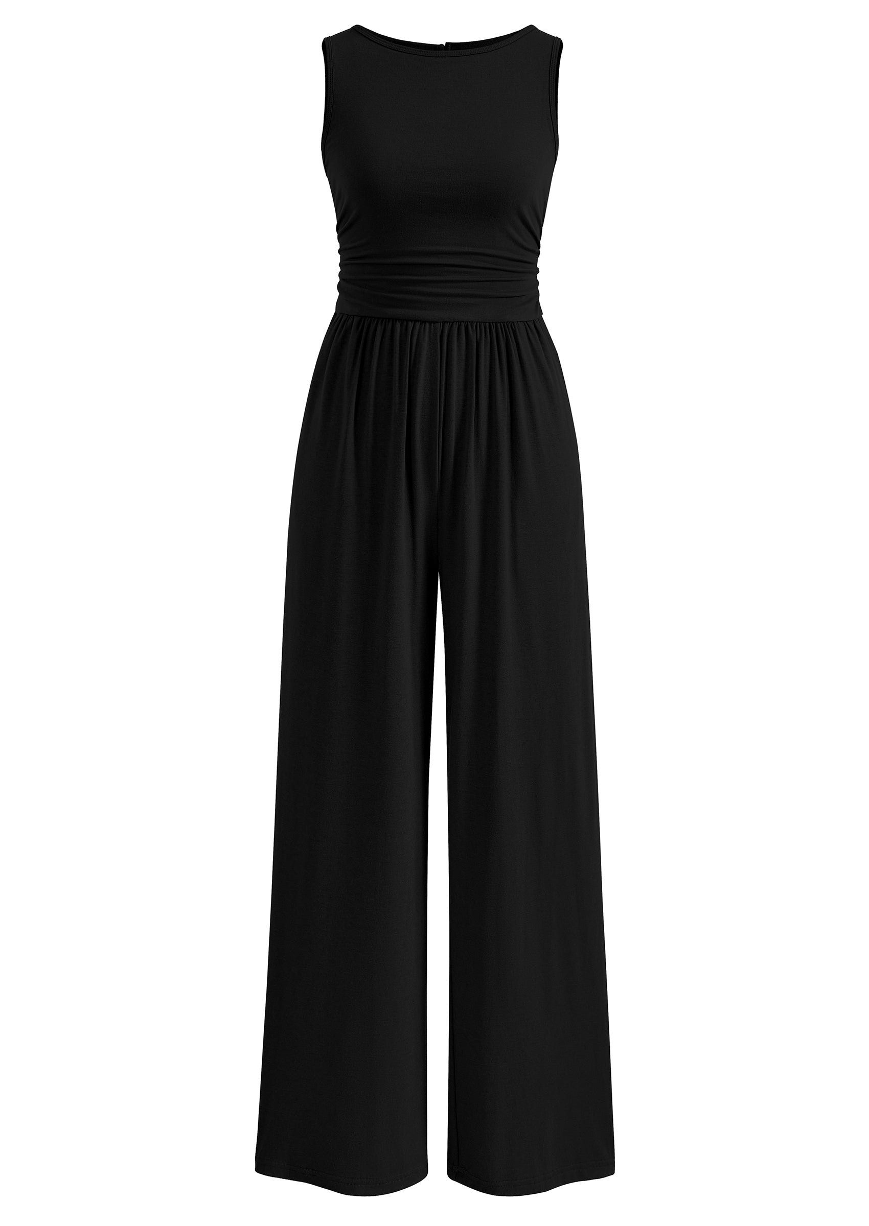PRETTYGARDEN One Piece Jumpsuits for Women Dressy Casual Sleeveless Crewneck Wide Leg Rompers Jumpers Vacation Summer Outfits
