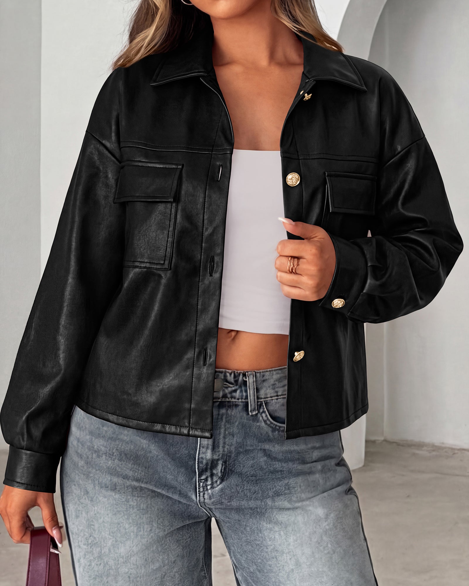 PRETTYGADEN Women's Faux Leather Jacket Fall Fashion Button Down Winter Coats Motorcycle Bomber Jackets Outerwear 2026