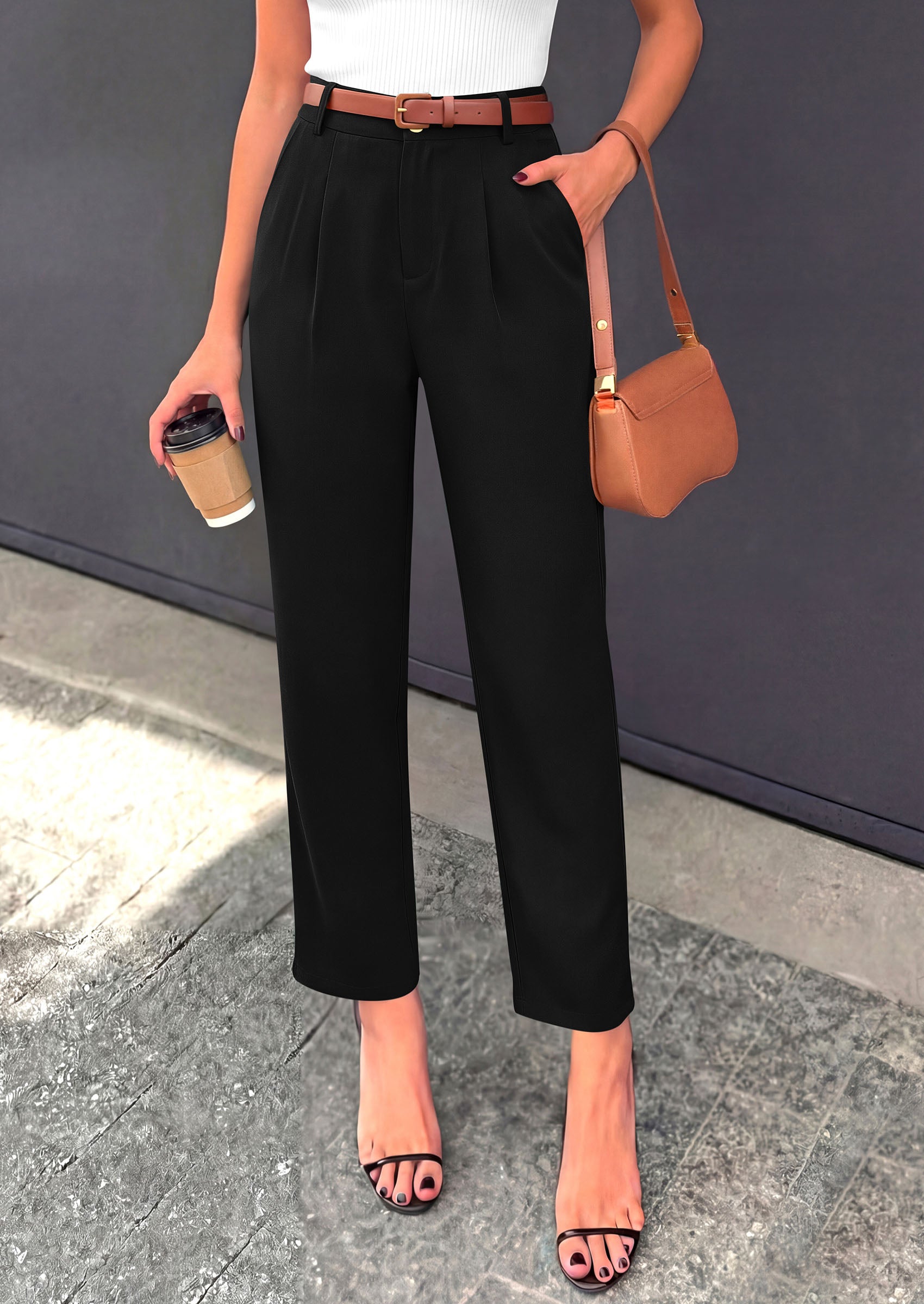 PRETTYGARDEN Womens Dress Pants Summer 2026 Work Clothes Tapered High Waisted Trousers Slacks Pockets Business Casual Outfits