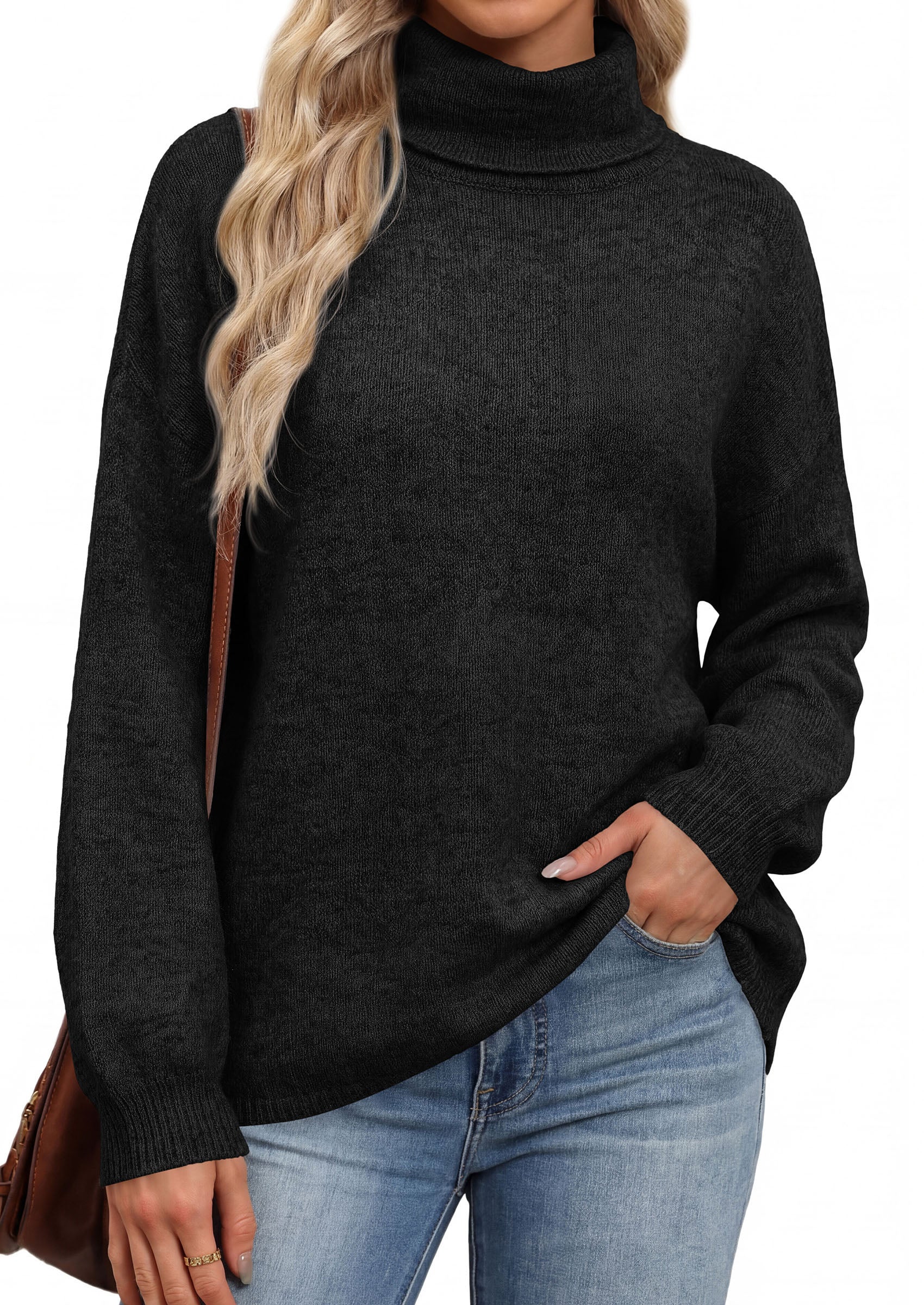 PRETTYGARDEN Women's Winter Turtleneck Sweaters Oversized Warm Pullover  Cozy Chunky Knit Sweater, Long Sleeve Tunic, Loose Fit Dressy Casual Tops, Trendy Fall Fashion Clothing, Holiday Outfits