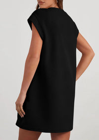 PRETTYGARDEN Women's Summer Short T Shirt Dress Cap Sleeve Crew Neck Casual Loose Basic Mini Dresses