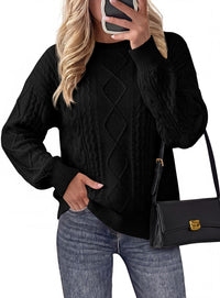 PRETTYGARDEN Womens Cable Knit Sweater Crewneck Pullover | Soft Ribbed Cuffs,Relaxed Fit Long Sleeve Sweaters,Chunky Diamond,Warm Layering,Comfy Daily Wear,Fall Winter Going out Top