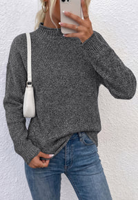 PRETTYGARDEN Womens Sweaters 2026 Mock Neck Ribbed Knit Fall Outfits | Long Sleeve Pullover Tops, Rolled Edge, Loose Fit, Soft Cotton Fabric, Comfy Cozy Sweater, Versatile Casual Cute Clothes