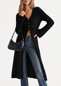 PRETTYGARDEN Women Long Cardigan Bell Sleeve Sweater Dress  Early Fall Fashion, V Neck Button Down Coats, Fit and Flare, Duster Sweater, Business Casual Outfits, Acrylic Cotton Blend