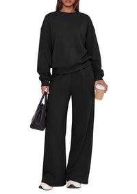 PRETTYGARDEN 2 Piece Lounge Sets for Women Casual Sweatsuits | Soft Stretchy,Drop Shoulder Crew Neck Sweatshirt & Wide Leg Pants,Workout Airport Matching Set Tracksuit,Fall Winter Outfits