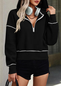 PRETTYGARDEN Women's Hooded Sweatshirts Long Sleeve Half Zip Cropped Hoodie Pullover Winter Fashion Clothes