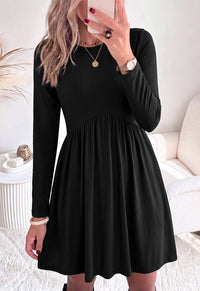 PRETTYGARDEN Womens Long Sleeve Empire Waist Maternity Dress with Pockets Crewnck Flowy A Line Casual Dresses, Above Knee Length, Solid Color & Floral, Baby Shower Outfits, Travel Fashion Clothes