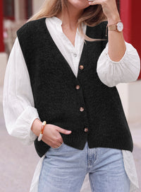 PRETTYGARDEN Womens Fall Sleeveless Button Down Sweater Vest  Soft Knit Fabric, Fashion Deep V Neck, Casual Loose Fit Sweater, Going Out Outfits, 2026 Trendy Winter Clothes