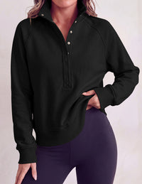 PRETTYGARDEN Women's Fall Trendy Oversized Sweatshirts | Comfy Ribbed Fabric, Raglan Long Sleeve Collared; Button Up Henley Pullover Blouse, Casual Workout Tops, Y2K Fashion Clothing