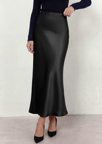 PRETTYGARDEN Women's 2026 Fall Fashion Maxi Long Skirts Trendy Silk Satin High Waisted A Line Mermaid Business Casual Outfits