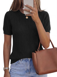 PRETTYGARDEN Women's 2026 Spring Short Sleeve Sweater Knit Going Out Tops Work Shirts Trendy Summer Business Casual Outfits