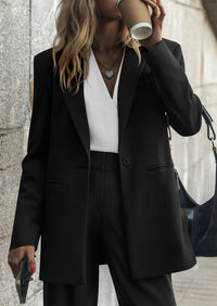 PRETTYGARDEN Women's Fall Two Piece Outfits Dressy Blazer Jacket and Wide Leg Pants Pockets Business Casual Office Suit Sets