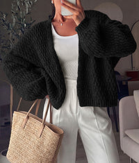 PRETTYGARDEN Women's Fall Cardigan Open Front Chunky Sweaters | Cozy Stretchy Knitwear, Long Sleeve Drop Shoulder, Loose Fit Crochet Jacket, Trendy Holiday Outfits, Warm Winter Clothing