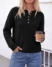 PRETTYGARDEN Women's Fall Button Up Cozy Pullover Sweaters | Stretchy Soft Knit, Drop Shoulder Long Sleeve Tops, Henley Crewneck Rolled Edge, Dressy Casual Blouses, Trendy Winter Clothes