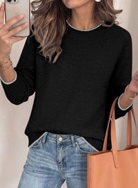 PRETTYGARDEN Womens Crewneck Fall Sweaters Pullover Tops | Soft Stretchy Knit,Reglan Long Sleeve,Ribbed Cuffs,Color Block,Casual Daily Outfits,Office Work Clothes,Winter Layering Wear