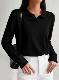 PRETTYGARDEN Womens Long Sleeve Collared Polo Sweater V Neck Knit Ribbed Business Casual Pullover Sweaters 2026 Fall Outfits