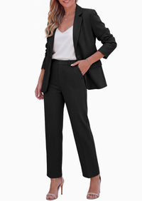PRETTYGARDEN Two Piece Sets for Women Dressy Pant Suits | Lapel Blazer,Straight Leg Dress Pants,Professional Interview Suit Set,Business Casual Outfits,Office Work Clothes,Fall Winter