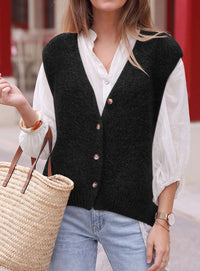 PRETTYGARDEN Womens Fall Sleeveless Button Down Sweater Vest  Soft Knit Fabric, Fashion Deep V Neck, Casual Loose Fit Sweater, Going Out Outfits, 2026 Trendy Winter Clothes