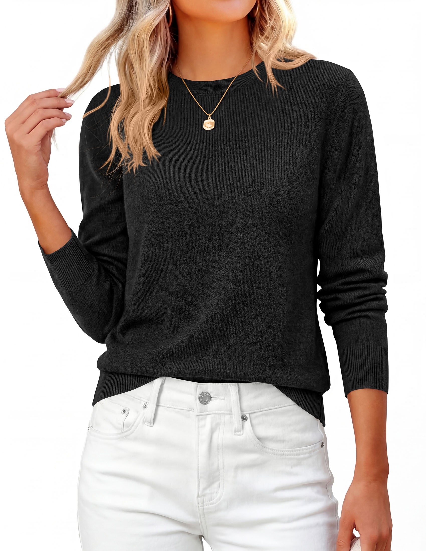 PRETTYGARDEN Womens Fall Basic Long Sleeve Sweater | Soft Knit Fabric, Classic Crew Neck Sweaters, Loose Fit Sweater, Casual Going Out Outfits, 2026 Winter Trendy Clothes