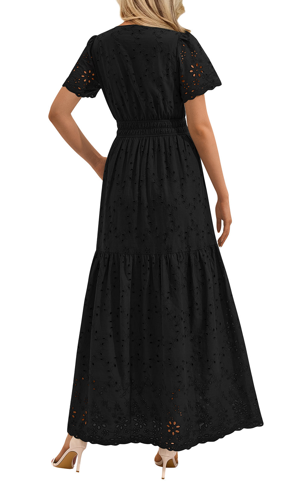 PRETTYGARDEN Short Sleeve Spring Dresses for Women 2026 Elegant Classy Boho High Waist A Line Pleated Wedding Guest Dress PRETTYGARDEN