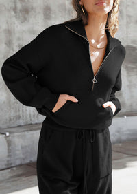 PRETTYGARDEN Women's 2 Piece Sweater Set Pullover Zip Up Sweatshirt Jogger Sweatpants Tracksuit Casual Outfit