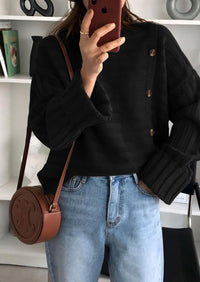 PRETTYGARDEN Womens Sweaters Fall Casual Long Sleeve Crewneck Button Loose Winter Knit Pullover Sweater Tops