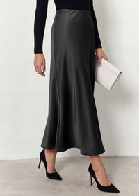 PRETTYGARDEN Women's 2026 Fall Fashion Maxi Long Skirts Trendy Silk Satin High Waisted A Line Mermaid Business Casual Outfits