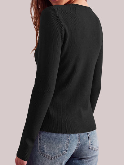 PRETTYGARDEN Long Sleeve Button Front Cardigan Sweaters for Women Fall Tops | Crewneck Ribbed Knit Sweater, Soft Short Cardigans, Business Casual Office Work Tops, Date Night Fashion Clothing Outfits
