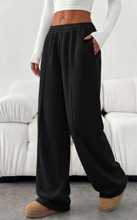 PRETTYGARDEN Fall Womens Sweatpants Baggy Wide Leg Pants with Pockets | Elastic Waist Loose Trousers Pants for Women, Pleated Front Soft Cotton Sweatpants Women, Fashion Outfits,Jogger Sweatpant