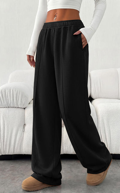 PRETTYGARDEN Fall Womens Sweatpants Baggy Wide Leg Pants with Pockets | Elastic Waist Loose Trousers Pants for Women, Pleated Front Soft Cotton Sweatpants Women, Fashion Outfits,Jogger Sweatpant