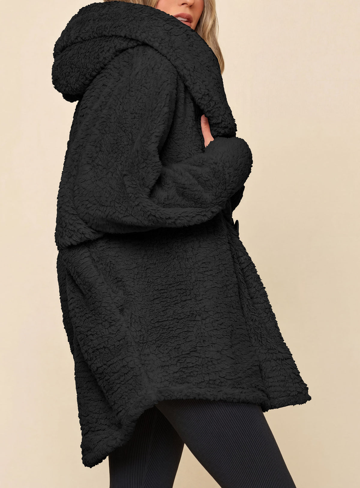 PRETTYGARDEN Women's Winter Warm Coats Hooded Faux Fur Sherpa Jacket  Fuzzy Fleece, Thumb Holes, Long Sleeve Pockets, Teddy Bear Jackets, Trendy Casual Fall Clothes, Holiday Going Out Outfits